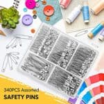 340 Pack Safety Pins Assorted, 5 Different Sizes Small and Large Safety Pins, Safety Pins for Clothes Halloween Costume Pins Sewing, Nickel Plated Steel Pin Bulk, Arts and...