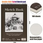 9 x 12 inches Sketch Book, Top Spiral Bound Sketch Pad, 1 Pack 100-Sheets (68lb/100gsm), Acid Free Art Sketchbook Artistic Drawing Painting Writing Paper for Kids Adults...