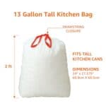 Amazon Basics Tall Kitchen Drawstring Trash Bags, 13 Gallon, 120 Count, Pack of 1