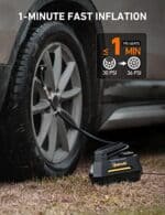 AstroAI Tire Inflator Portable Air Compressor Tire Air Pump for Car Tires - Car Accessories, 12V DC Auto Pump with Digital Pressure Gauge, Emergency LED Light for Bicycle,...