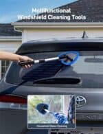 AstroAI Windshield Cleaner, Car Windshield Cleaning Tool Inside with 4 Reusable and Washable Microfiber Pads and Extendable Handle Auto Glass Wiper Kit, Blue