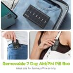 AUVON XL Weekly Pill Organizer 2 Times a Day, Pill Box 7 Day with One-Side Large Openings for Easy to Use, Black Privacy Protection AM PM Pill Case for Medication, Vitamins,...