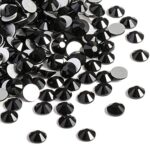 beadsland Flat Back Crystal Rhinestones Round Gems, Black (4.6-4.8mm) SS20/1440pcs