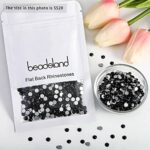 beadsland Flat Back Crystal Rhinestones Round Gems, Black (4.6-4.8mm) SS20/1440pcs