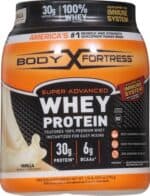 Body Fortress Super Advanced Whey Protein Powder, Vanilla, 60g Protein & 12g BCAAs Per 2 Scoops, Muscle Gain & Recovery, Immune Support with Vitamins C & D, 1.74lbs (Packaging...