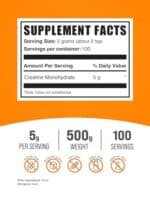 BulkSupplements.com Creatine Monohydrate Powder - Creatine Supplement, Micronized Creatine, Creatine Powder - Unflavored & Gluten Free, 5g (5000mg) per Servings, 500g (1.1 lbs)...