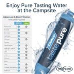 Camco TastePURE RV Water Filter - New & Advanced RV Inline Water Filter with Flexible Hose Protector - GAC & KDF Water Filter - Made in USA - Camping Essentials for Fresh...