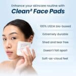 Clean Skin Club Clean² Pads 2.0 [NEW & IMPROVED EDGES] Guaranteed Not to Shed & Tear Face Pads, Unique Triple Layers, Textured & Ultra Soft Side, Organic Disposable Cotton, Pair...