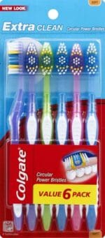 Colgate Extra Clean Toothbrush, Soft Toothbrush for Adults Packaging May Vary, 6 Count