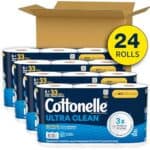 Cottonelle Ultra Clean Toilet Paper with Active CleaningRipples Texture, 24 Family Mega Rolls (24 Family Mega Rolls = 132 Regular Rolls) (4 Packs of 6), 353 Sheets Per Roll,...