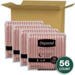 Depend Night Defense Adult Incontinence & Postpartum Bladder Leak Underwear for Women, Disposable, Overnight, Large, Blush, 56 Count (4 Packs of 14), Packaging May Vary