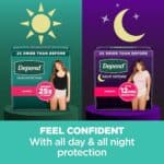 Depend Night Defense Adult Incontinence & Postpartum Bladder Leak Underwear for Women, Disposable, Overnight, Large, Blush, 56 Count (4 Packs of 14), Packaging May Vary