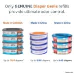 Diaper Genie Essentials Round Refill 8-Pack | Holds Up to 2560 Newborn Diapers | Features Unscented Continuous Film | Compatible with Diaper Genie Complete and Expressions...