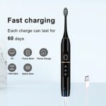 Electric Toothbrush Set, Comes with 8 Brush Heads & Travel Case,4 Modes with 2 Minutes Built in Smart Timer, One Charge for 60 Days, 42000 VPM Motor (Black)