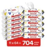 Huggies Simply Clean Fragrance-Free Baby Wipes, Unscented Diaper Wipes, 11 Flip-Top Packs (704 Wipes Total)