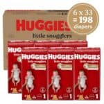 Huggies Size 1 Diapers, Little Snugglers Diapers, Size 1 (8-14 lbs), 198 Ct (6 packs of 33)