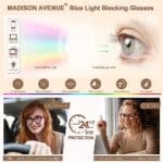 Madison Avenue Women Blue Light Glasses,Oversize, Anti Eyestrain & UV Protection Computer Eyeglasses (Tortoiseshell)