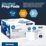 MED PRIDE Alcohol Prep Pads| Medical-Grade, Sterile, Individually-Wrapped, Isopropyl Cotton Swabs| Disposable, Medium Square Size, 2ply, Latex Free & Antiseptic (200 Count (Pack...