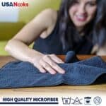 Microfiber Cleaning Cloth Grey - 12 Packs 12.5"x12.5" - High Performance - 1200 Washes, Ultra Absorbent Towels Weave Grime & Liquid for Streak-Free Mirror Shine - Car Washing Cloth