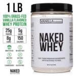 NAKED Vanilla Whey Protein 1Lb, Only 3 Ingredients, All Natural Grass Fed Whey Protein Powder + Vanilla + Coconut Sugar- GMO-Free, Soy Free, Gluten Free. Aid Muscle Growth, 12...