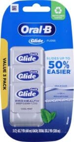 Oral-B Glide Pro-Health Dental Floss, Deep Clean Cool Mint Flavor, 40 M, 3 Count