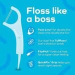 Plackers Twin-Line Dental Flossers, Cool Mint Flavor, Dual Action Flossing System, Easy Storage, Super Tuffloss, 2X The Clean, 75 Count