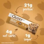 Quest Nutrition Chocolate Chip Dough Cookie Protein Bars, 21g Protein, 1g Sugar, 4g Net Carb, Gluten Free, Keto Friendy, 12 Count