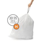 simplehuman Code H 100 Count,Genuine Custom Fit Liners, Drawstring Trash Bags in Dispenser Packs, 30-35 Liter / 8-9 Gallon, White