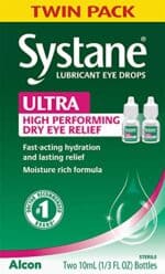 Systane Ultra Lubricant Eye Drops, Artificial Tears for Dry Eye, Twin Pack, 10-mL Each