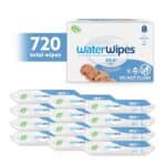 WaterWipes Plastic-Free Original Baby Wipes, 99.9% Water Based Wipes, Unscented & Hypoallergenic for Sensitive Skin, 60 Count (Pack of 12), Packaging May Vary