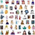 100pcs Tayloris Music Sticker for Adult, Female Pop Singer Ablum Stickers for Teen Girl, Waterproof Vinyl Sticker for Water Bottle Laptop Phone Party Favors