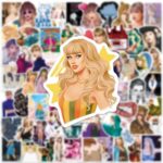 100pcs Tayloris Music Sticker for Adult, Female Pop Singer Ablum Stickers for Teen Girl, Waterproof Vinyl Sticker for Water Bottle Laptop Phone Party Favors