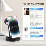 3 in 1 Charging Station for iPhone, Wireless Charger for iPhone 16 15 14 13 12 11 X Pro Max & Apple Watch - Wireless Charging Station for AirPods 4 3 Pro