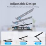 Adjustable Laptop Stand for Desk, Metal Foldable Laptop Riser, Portable Laptop Holder Mount, Ventilated Cooling Computer Notebook Stand Compatible with 10-15.6” Laptops