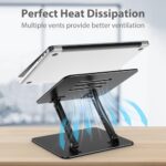 Adjustable Laptop Stand for Desk, Metal Foldable Laptop Riser, Portable Laptop Holder Mount, Ventilated Cooling Computer Notebook Stand Compatible with 10-15.6” Laptops