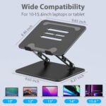 Adjustable Laptop Stand for Desk, Metal Foldable Laptop Riser, Portable Laptop Holder Mount, Ventilated Cooling Computer Notebook Stand Compatible with 10-15.6” Laptops