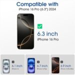 amFilm Auto-Alignment OneTouch for iPhone 16 Pro [6.3''] Screen Protector + Camera Lens Protector, Tempered Glass, 30 seconds Installation, Bubble Free, Case Friendly,...