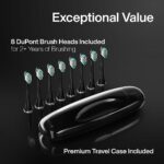 Aquasonic Black Series Ultra Whitening Toothbrush – ADA Accepted Electric Toothbrush- 8 Brush Heads & Travel Case – 40,000 VPM Electric Motor & Wireless Charging - 4 Modes w...