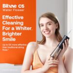 Bitvae C5 Water Dental Flosser for Teeth, Cordless Water Teeth Cleaner Picks, 3 Modes 5 Intensities, IPX7 Waterproof Water Flosser, 5 Tips Rechargeable Water Dental Picks for...