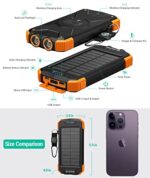 BLAVOR Solar Charger Power Bank 10,000mAh, Portable Wireless Charger, 20W Fast Charging External Battery Pack with USB C for Cell Phones, Solar Panel Charger with Dual...