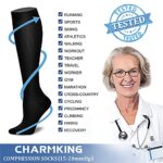 CHARMKING Compression Socks for Women & Men Circulation (3 Pairs) 15-20 mmHg is Best Support for Athletic Running Cycling