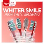 Colgate 360 Optic White Advanced Whitening Toothbrush, Adult Medium Toothbrush with Whitening Cups, Helps Whiten Teeth and Removes Odor Causing Bacteria, 2 Pack