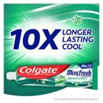 Colgate Max Fresh Whitening Toothpaste with Mini Strips, Clean Mint Toothpaste for Bad Breath, Helps Fight Cavities, Whitens Teeth, and Freshens Breath, 6.3 Ounce (Pack of 4)