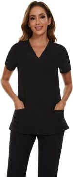 COZYFIT Scrubs for Women Set - Stretch V-Neck Scrub Top & Jogger Pant with 8 Pockets