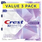 Crest 3D White Brilliance Vibrant Peppermint Teeth Whitening Toothpaste, 4.6 oz Pack of 3, Anticavity Fluoride Toothpaste, 100% More Surface Stain Removal, 24 Hour Active Stain...