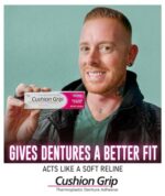 Cushion Grip Thermoplastic Denture Adhesive, 1 oz - Refits and Tightens Loose Upper and Lower Dentures and Partials | Non-Glue Adhesive, Acts Like a Soft Reliner