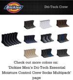 Dickies Men's Dri-Tech Moisture Control Crew Socks, Available in M-XXL (6, 12, 18 Pairs)