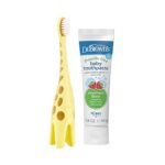 Dr. Brown's Infant-to-Toddler Training Toothbrush Set with Fluoride-Free Baby Toothpaste, Strawberry - Giraffe - 1.4oz - 0-3 years