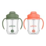 Dr. Brown's Milestones, Baby's First Straw Cup Sippy Cup with Straw, 6m+, 9oz/270ml, 2 Pack, Coral & Olive Green, BPA Free