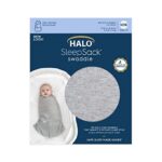 HALO 100% Cotton Sleepsack Swaddle, 3-Way Adjustable Wearable Blanket, TOG 1.5, Heather Grey, Small, 3-6 Months